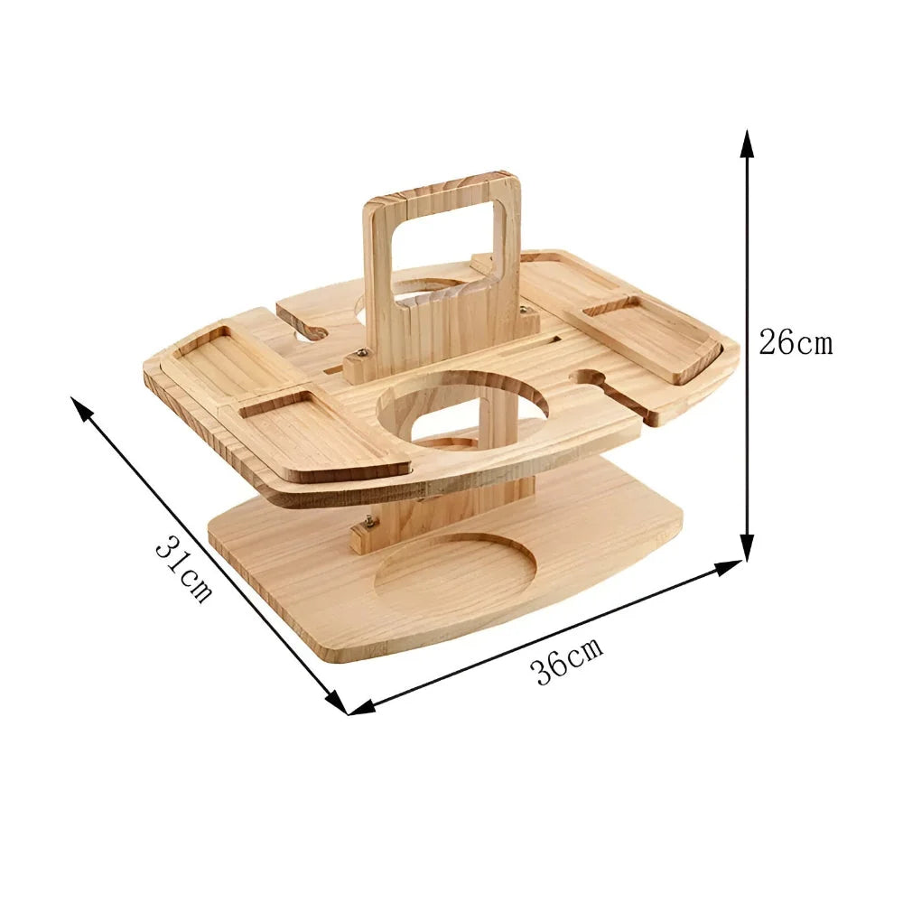 Picnic Table Foldable Wooden Wine & Glass Holders