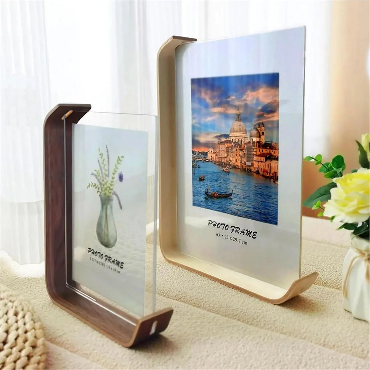 Picture Frame Double-Sided Beech Wood & Shatter-Resistant Acrylic