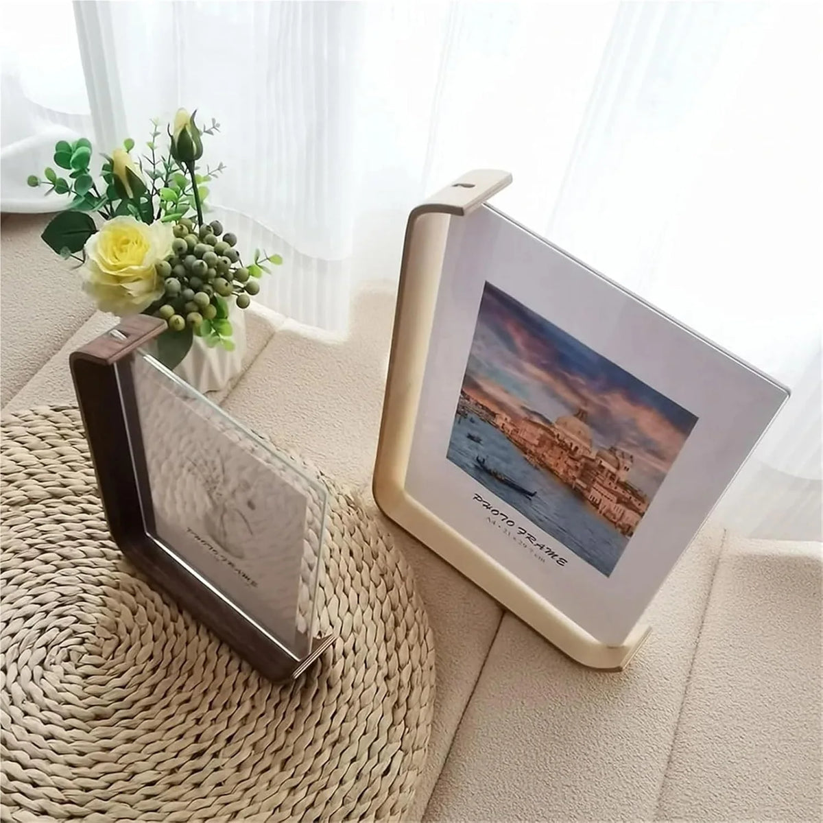 Picture Frame Double-Sided Beech Wood & Shatter-Resistant Acrylic