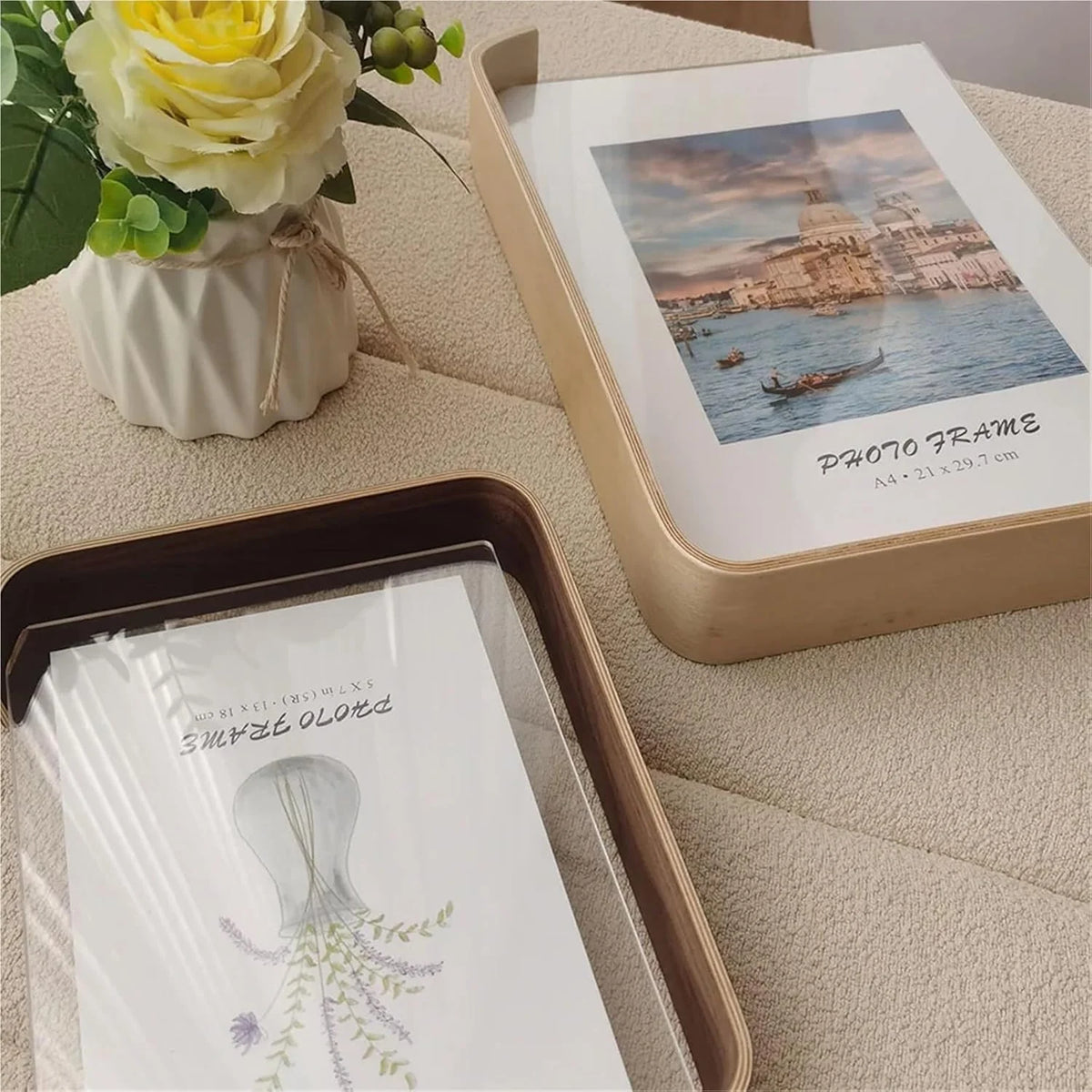 Picture Frame Double-Sided Beech Wood & Shatter-Resistant Acrylic