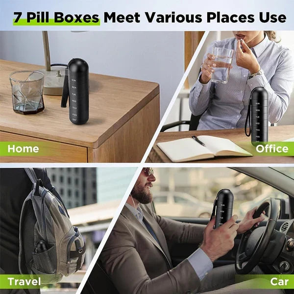 Pill Organizer 7-Day Rotating & Stackable Aluminum Waterproof Seal