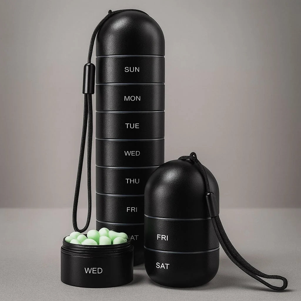 Pill Organizer Aluminum 7 Compartments Silicone Seal