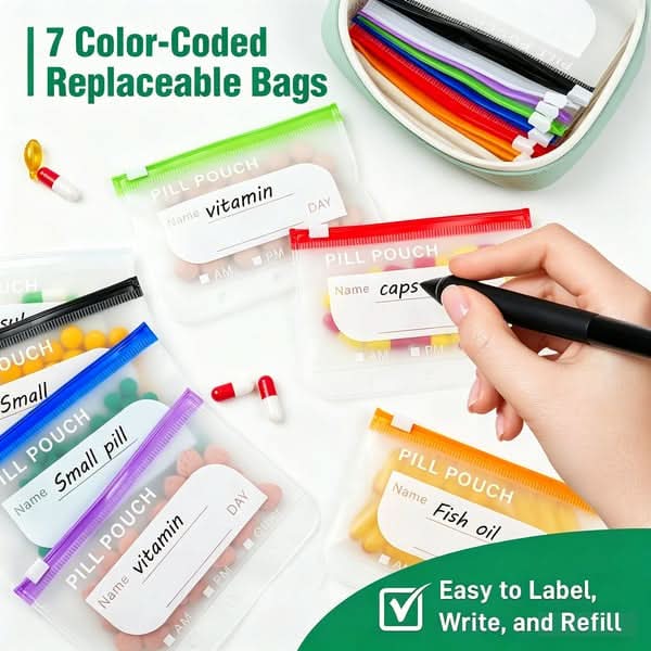 Pill Organizer Travel Size 7 Or 14 Pockets