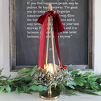 Pillar Candle Holder 25 Inch Brass Gold Tree Silhouette