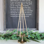 Pillar Candle Holder 25 Inch Brass Gold Tree Silhouette