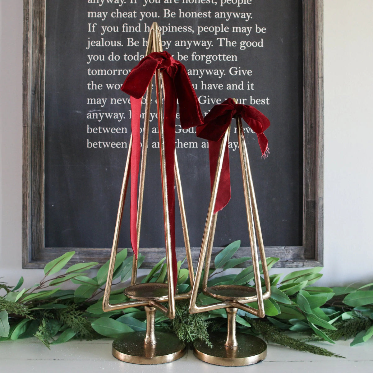 Pillar Candle Holder 25 Inch Brass Gold Tree Silhouette