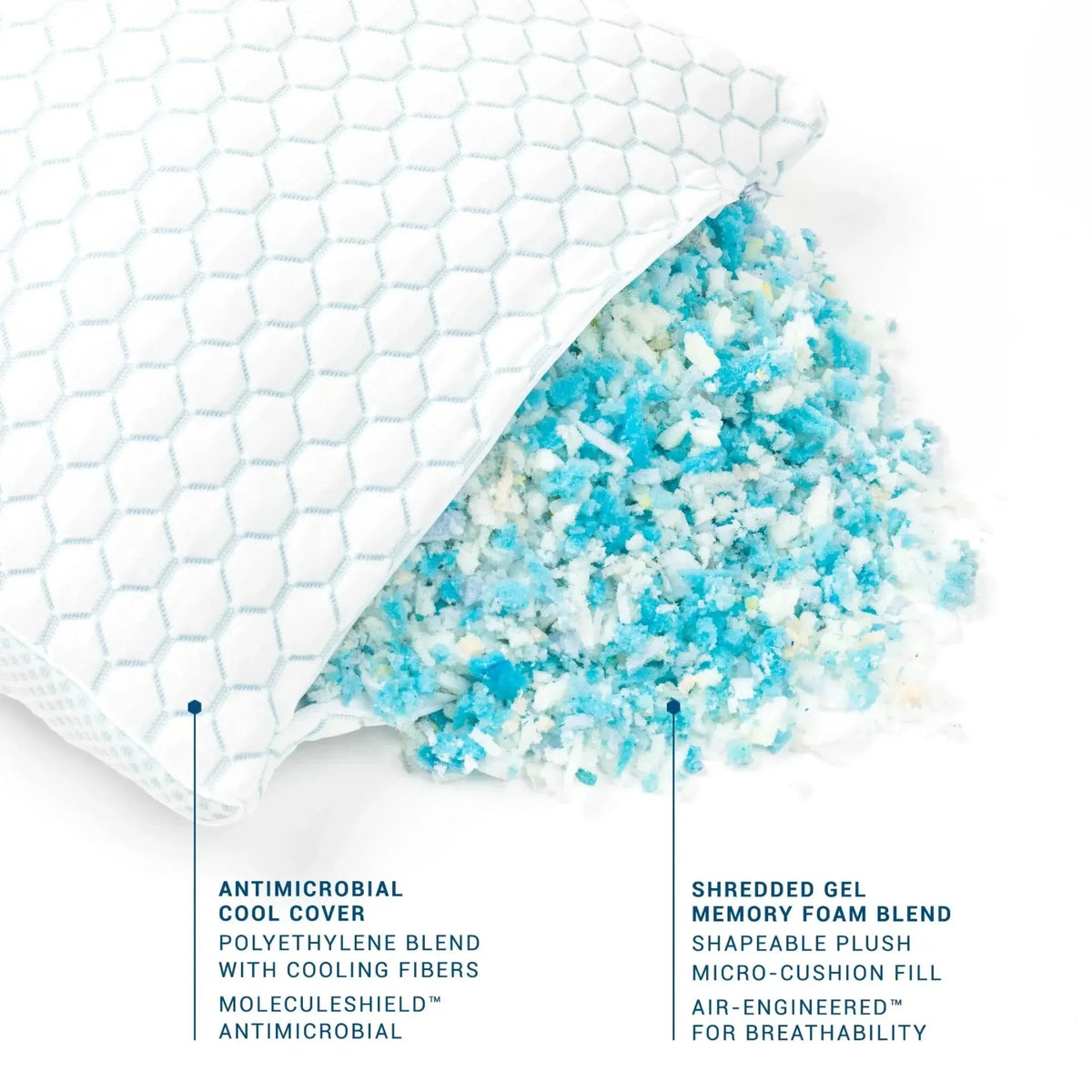 Pillow Adjustable Shredded Memory Foam Cooling Cover