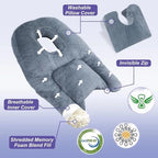 Pillow Contoured Memory Foam Breathing Hole Washable Velvet Cover
