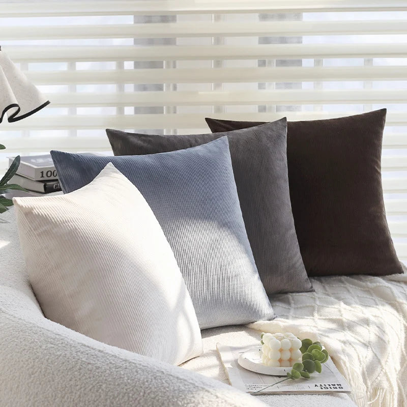 Pillow Cover 18x18 Fine Ribbed Cord Concealed Zipper