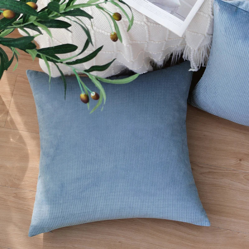Pillow Cover 18x18 Fine Ribbed Cord Concealed Zipper