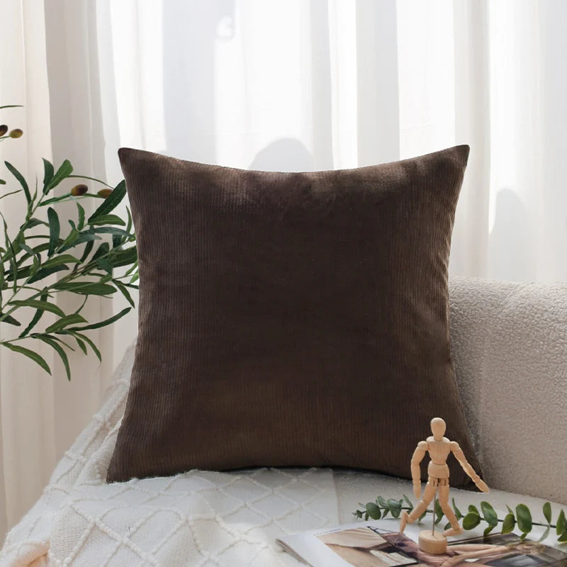 Pillow Cover 18x18 Fine Ribbed Cord Concealed Zipper