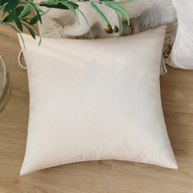 Pillow Cover 18x18 Fine Ribbed Cord Concealed Zipper