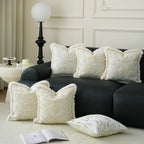 Pillow Cover 18x18in Embossed Circular Relief Faux Fur Trim