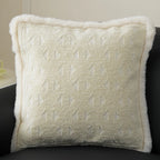 Pillow Cover 18x18in Embossed Circular Relief Faux Fur Trim