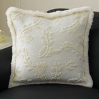 Pillow Cover 18x18in Embossed Circular Relief Faux Fur Trim