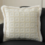 Pillow Cover 18x18in Embossed Circular Relief Faux Fur Trim