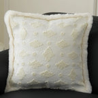 Pillow Cover 18x18in Embossed Circular Relief Faux Fur Trim