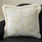 Pillow Cover 18x18in Embossed Circular Relief Faux Fur Trim