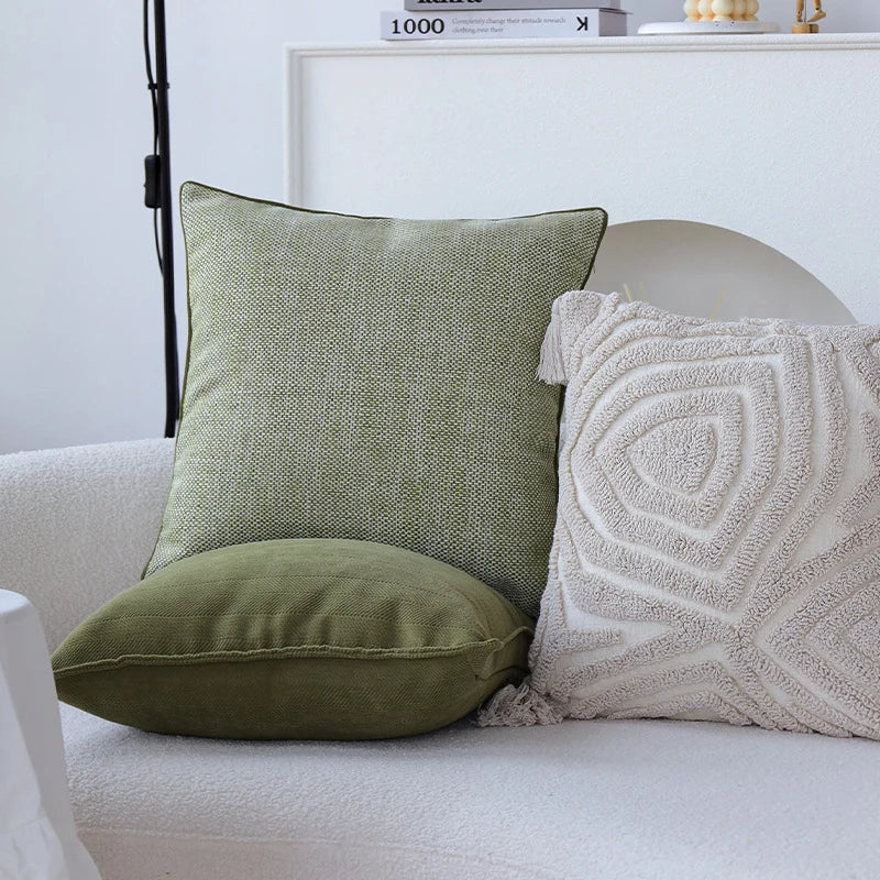 Pillow Cover Abstract Houndstooth Jacquard Cotton Linen Blend