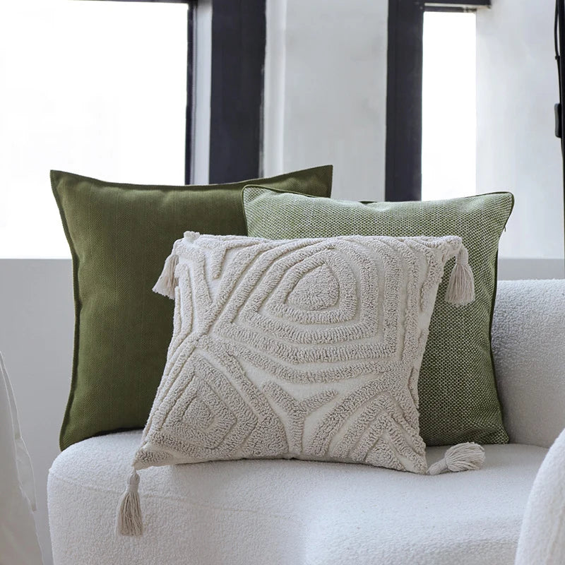 Pillow Cover Abstract Houndstooth Jacquard Cotton Linen Blend