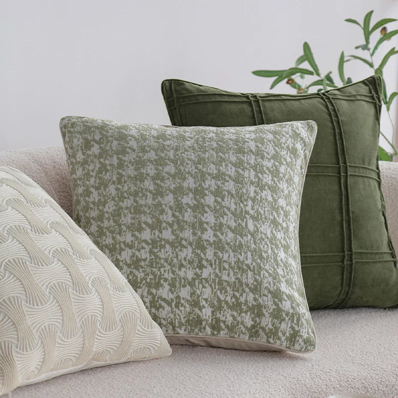 Pillow Cover Abstract Houndstooth Jacquard Cotton Linen Blend