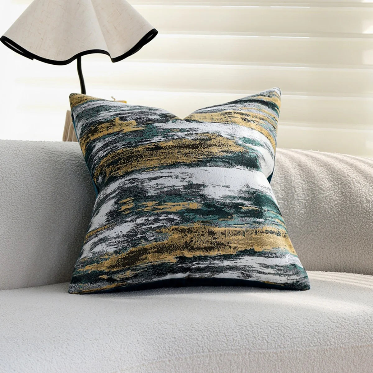 Pillow Cover Abstract Jacquard Cotton-Polyester Concealed Zipper