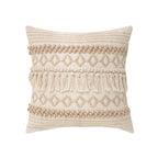 Pillow Cover Boho Woven Cotton Blend Hand-Knotted Fringe
