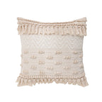 Pillow Cover Boho Woven Cotton Blend Hand-Knotted Fringe