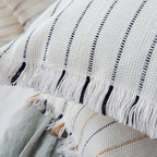 Pillow Cover Cotton Blend Striped Tufted & Fringed