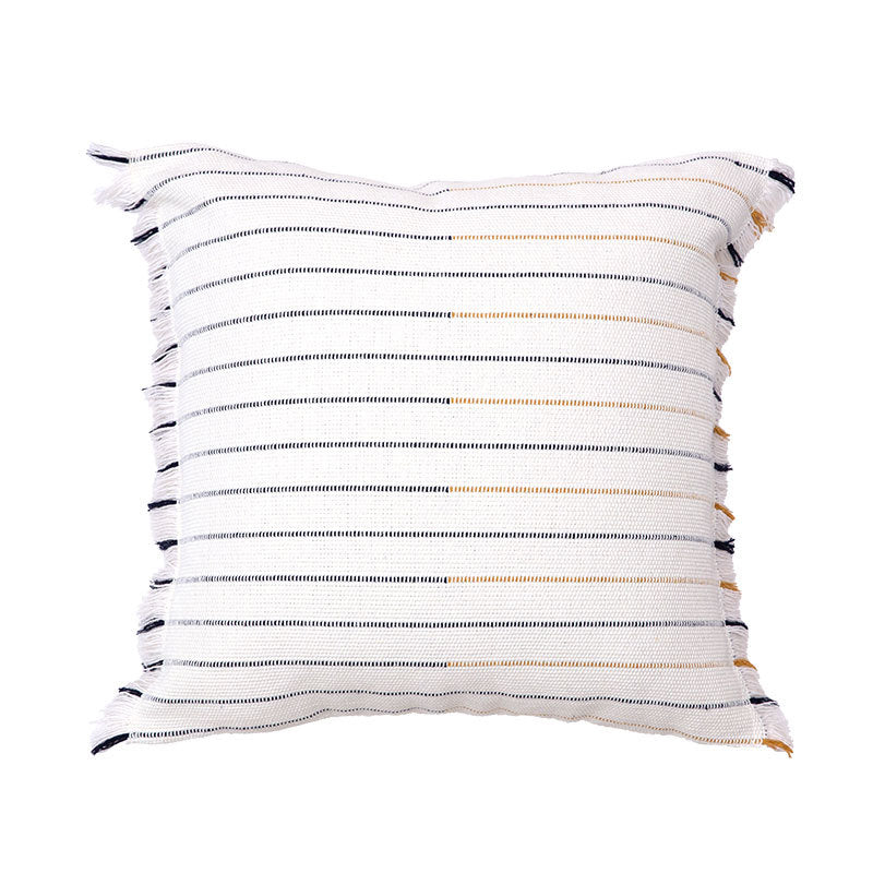 Pillow Cover Cotton Blend Striped Tufted & Fringed