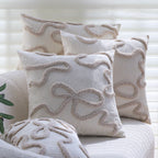 Pillow Cover Cotton-Linen Curved Tufted Hidden Zipper