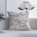 Pillow Cover Cotton-Linen Curved Tufted Hidden Zipper