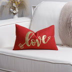Pillow Cover Cotton-Linen Fuzzy Heart Applique & Tassel Corners