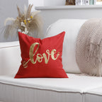 Pillow Cover Cotton-Linen Fuzzy Heart Applique & Tassel Corners