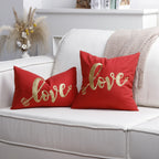 Pillow Cover Cotton-Linen Fuzzy Heart Applique & Tassel Corners
