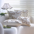 Pillow Cover Cotton-Linen Hand-Tufted Wave Relief