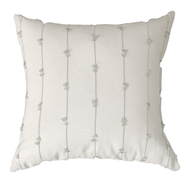 Pillow Cover Cotton-Look Vertical Tufted & Knotted Trim