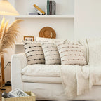 Pillow Cover Cotton-Look Vertical Tufted & Knotted Trim