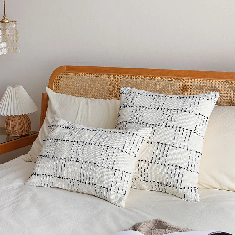 Pillow Cover Cotton Twill Dotted Tuft Hidden Zipper