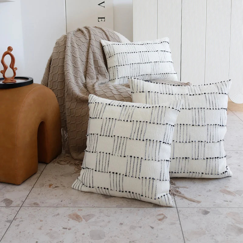 Pillow Cover Cotton Twill Dotted Tuft Hidden Zipper