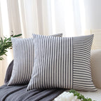 Pillow Cover Directional Woven Stripe Cotton Blend