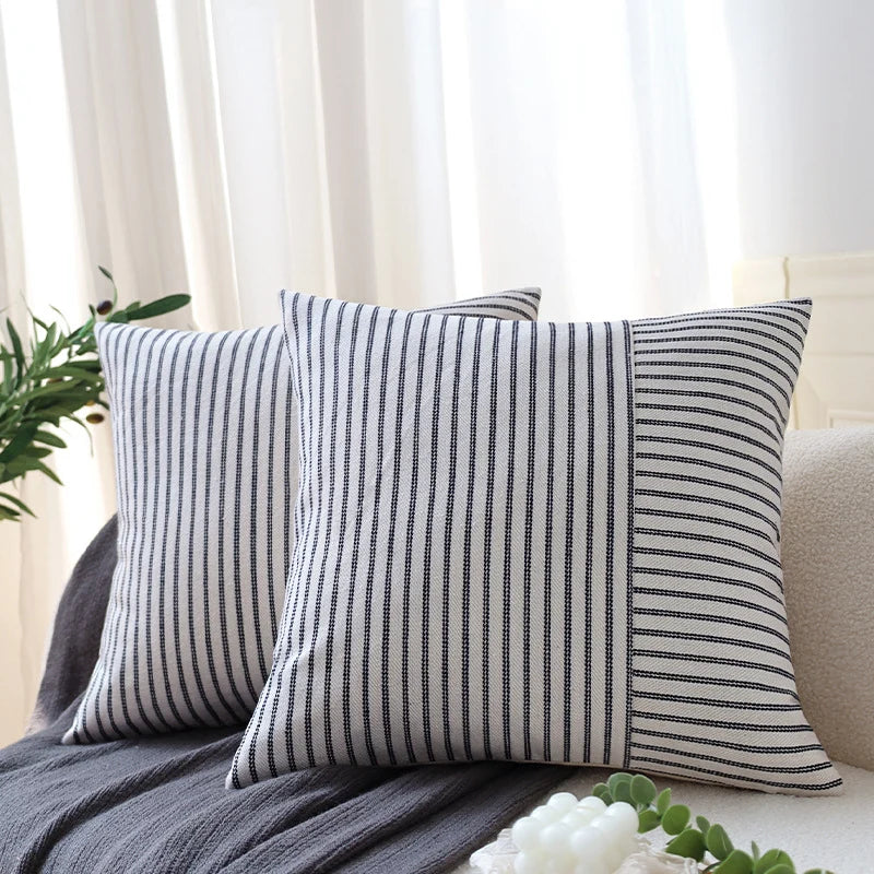 Pillow Cover Directional Woven Stripe Cotton Blend