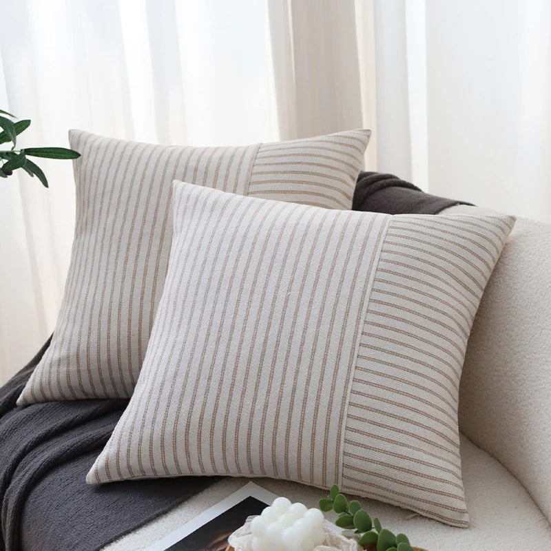 Pillow Cover Directional Woven Stripe Cotton Blend