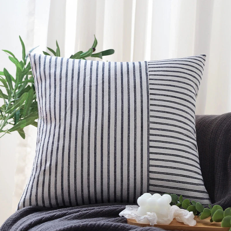 Pillow Cover Directional Woven Stripe Cotton Blend