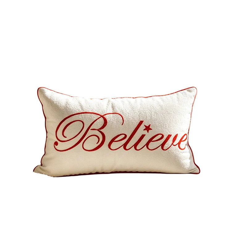 Pillow Cover Embroidered Chenille Cotton-Blend Hidden Zipper