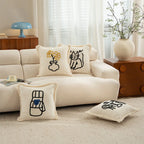 Pillow Cover Embroidered Fringed Concealed Zipper
