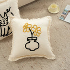 Pillow Cover Embroidered Fringed Concealed Zipper