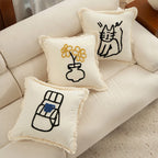 Pillow Cover Embroidered Fringed Concealed Zipper