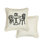 Pillow Cover Embroidered Fringed Concealed Zipper
