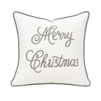 Pillow Cover Embroidered Script Piped Edge & Hidden Zipper